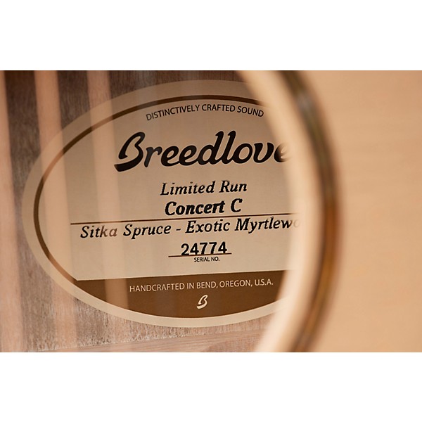 Breedlove Limited Edition Run Concert C Sitka-Exotic Myrtlewood Natural