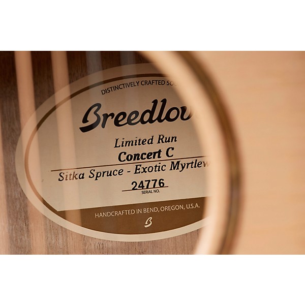 Breedlove Limited Edition Run Concert C Sitka-Exotic Myrtlewood Natural