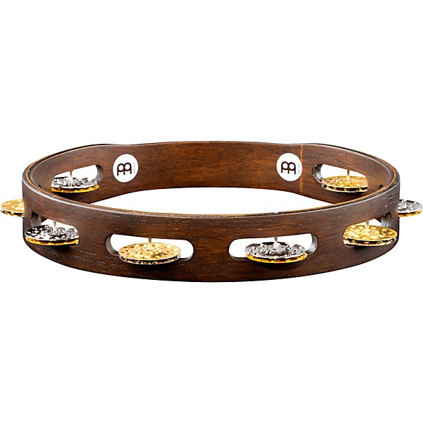 MEINL Vintage Wood Tambourine with Dual Alloy Jingles 10 in. Walnut Brown