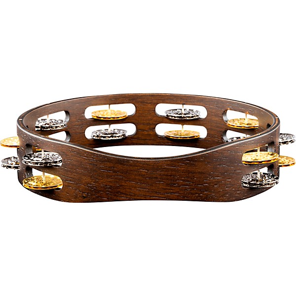 MEINL Vintage Wood Tambourine with Dual Alloy Jingles 10 in. Walnut Brown