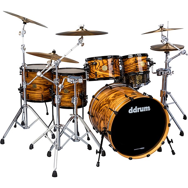 ddrum Dios 5-Piece Exotic Zebra Wood Shell Pack With 22" Bass Drum Gloss Natural