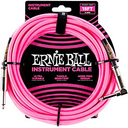 Ernie Ball 18' Straight to Angle Braided Instrument Ca... Ernie Ball 18' Straight to Angle Braided Instrument Cable Neon Pink