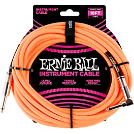 Ernie Ball 18' Straight to Angle Braided Instrument ... Ernie Ball 18' Straight to Angle Braided Instrument Cable Neon Orange