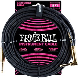 Ernie Ball 18' Straight to Angle Braided Instrument ... Ernie Ball 18' Straight to Angle Braided Instrument Cable Black/Black