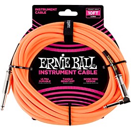 Ernie Ball 10' Straight to Angle Braided Instrument ... Ernie Ball 10' Straight to Angle Braided Instrument Cable Neon Orange