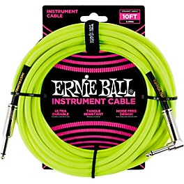 Ernie Ball 10' Straight to Angle Braided Instrument C... Ernie Ball 10' Straight to Angle Braided Instrument Cable Neon Green