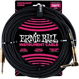 Ernie Ball 10' Straight to Angle Braided Instrument Cable Black/Black