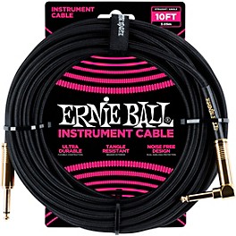 Ernie Ball 10' Straight to Angle Braided Instrument ... Ernie Ball 10' Straight to Angle Braided Instrument Cable Black/Black