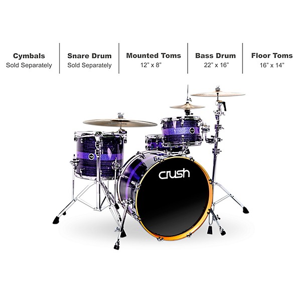 Crush Drums & Percussion Sublime ST Maple 3-Piece Shell Pack with 22 in. Bass Drum Purple Crush
