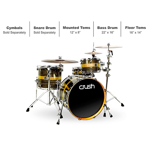 Crush Drums & Percussion Sublime ST Maple 3-Piece Shell Pack with 22 in. Bass Drum Gold Crush