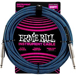 Ernie Ball Woven Straight/Straight Nickel-Plated 1/4" Instrument Cable 20 ft. Black/Blue