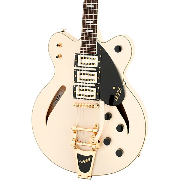 Gretsch Guitars G2627T Streamliner Center Block 3-Pickup Cateye With Bigsby Electric Guitar Vintage White