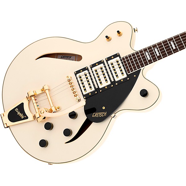 Gretsch Guitars G2627T Streamliner Center Block 3-Pickup Cateye With Bigsby Electric Guitar Vintage White