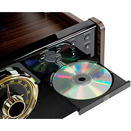 Open Box Victrola 6-in-1 Wood Empire Mid Century Modern Bluetooth Record Player with 3-Speed Turntable, CD, Cassette Player and Radio Level 1 Espresso