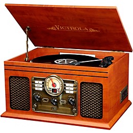 Open Box Victrola 6-in-1 Nostalgic Bluetooth Record Player with CD, Cassette and Radio Level 2 Mahogany 190839913753