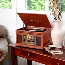 Open Box Victrola 6-in-1 Nostalgic Bluetooth Record Player with CD, Cassette and Radio Level 2 Mahogany 190839913753