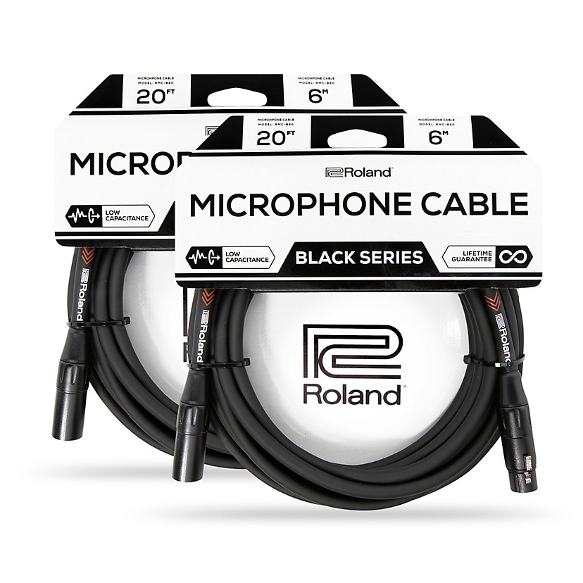Roland Black Series 20' XLR Microphone Cable 2-Pack