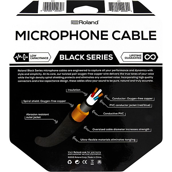 Roland Black Series XLR Microphone Cable 20' 2-Pack