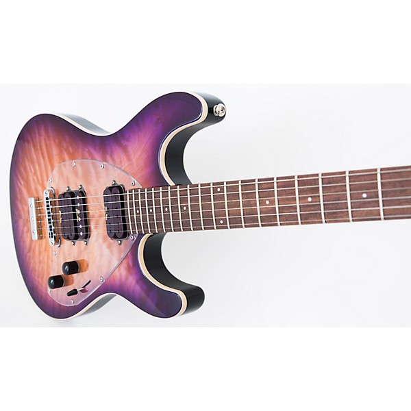 Ernie Ball Music Man Steve Morse Y2D Trem Electric Guitar Purple Sunset Quilt