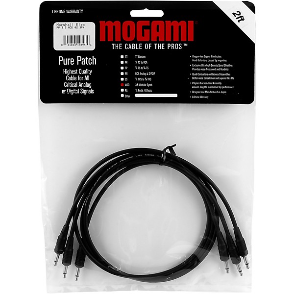 Mogami Pure Patch Modular Synth VC Cables - 3 Pack 2 ft.