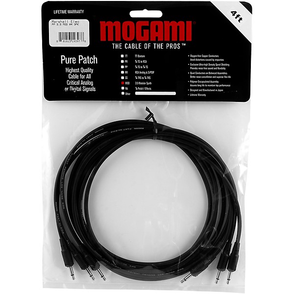 Mogami Pure Patch Modular Synth VC Cables - 3 Pack 4 ft.