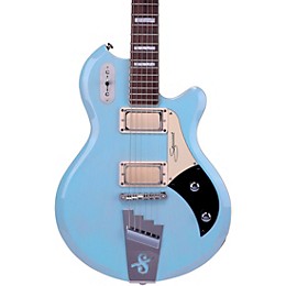 Supro 1296 Supro Silverwood Solid Body Electric Guitar Daphne Blue