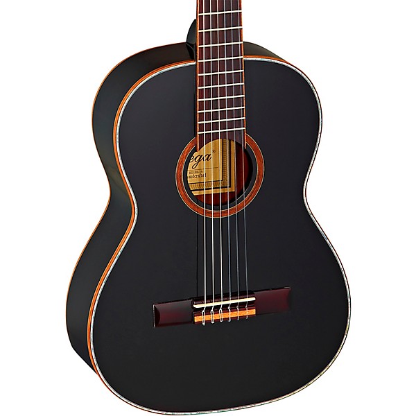 Open Box Ortega Family Series R221BK-7/8 7/8 Size Classical Guitar Level 2 Gloss Black, 0.0875 197881025823