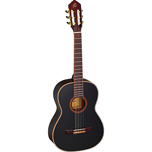 Ortega Family Series R221BK-7/8 7/8 Size Classical Guitar Gloss Black 0.875