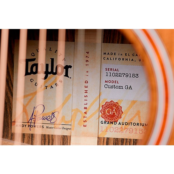 Taylor Custom Grand Auditorium #11153 Sinker Redwood and Bocote Acoustic-Electric Guitar Tobacco Sunburst