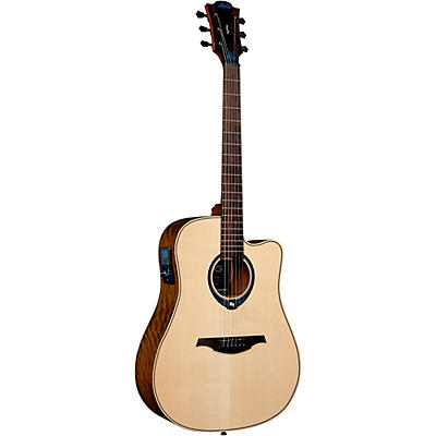 Lag Guitars Tramontane Hyvibe Thv20dce Dreadnought Acoustic-Electric Smart Guitar Natural for sale