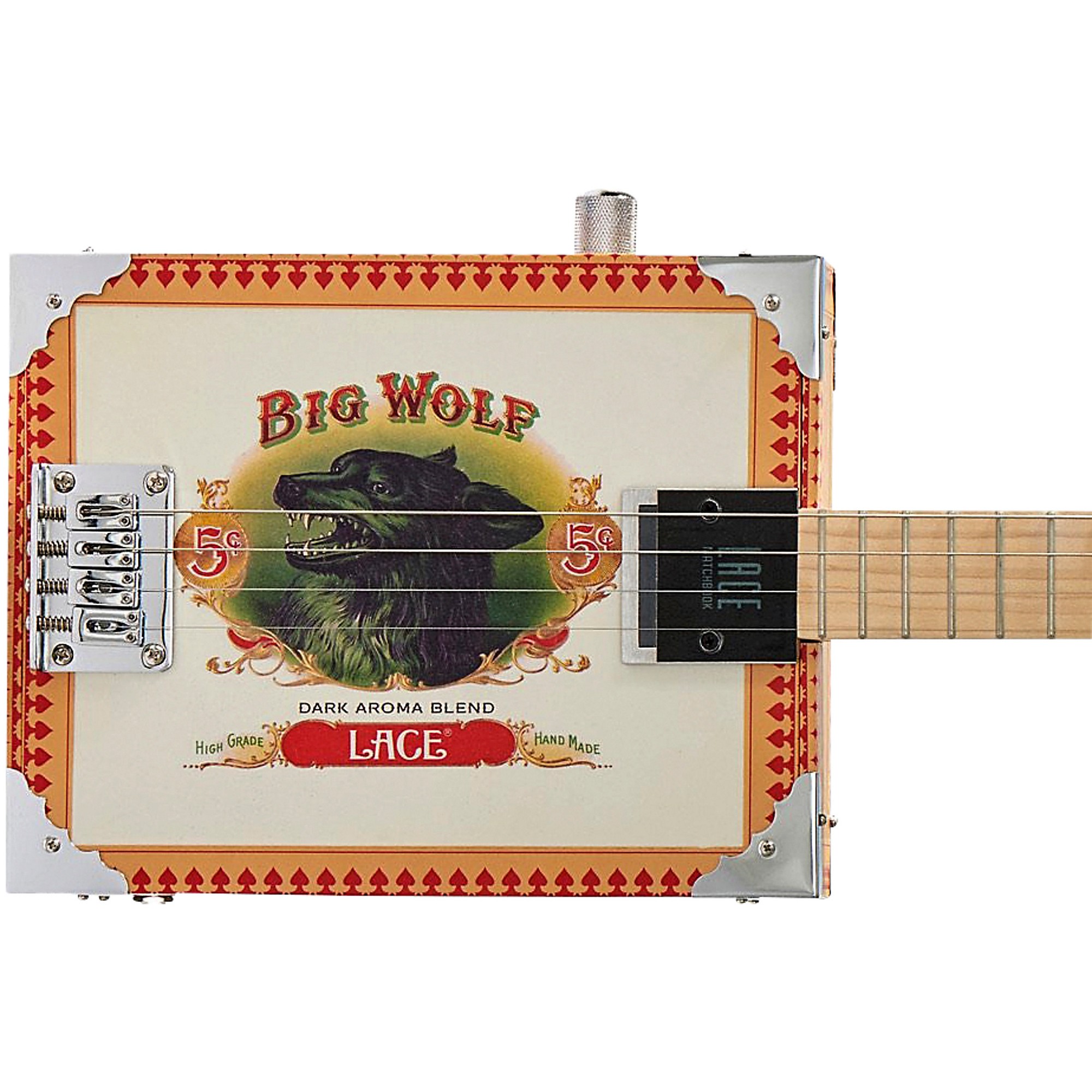Lace Big Wolf Acoustic-Electric Cigar Box Guitar 4 string | Guitar