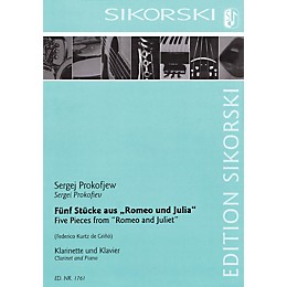 Sikorski 5 Pieces from Romeo and Juliet (Clarinet and Piano) by Prokofiev