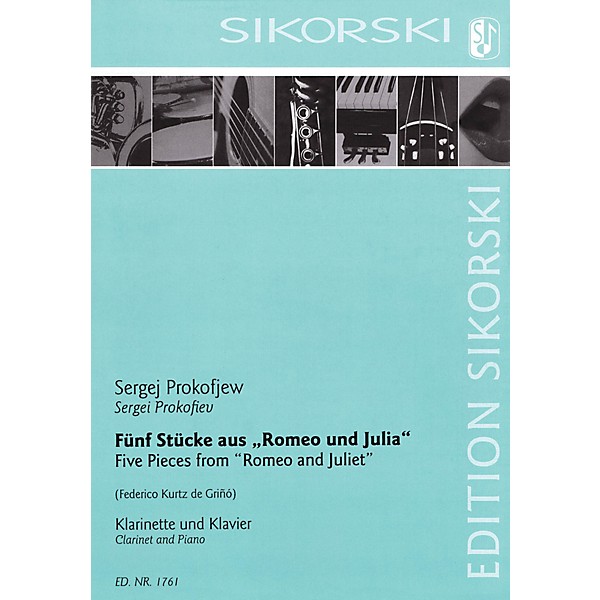 Sikorski 5 Pieces from Romeo and Juliet (Clarinet and Piano) by Prokofiev