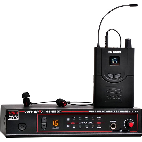 Open Box Galaxy Audio AS-950 In-Ear Wireless System Level 1 470-789 MHz Black