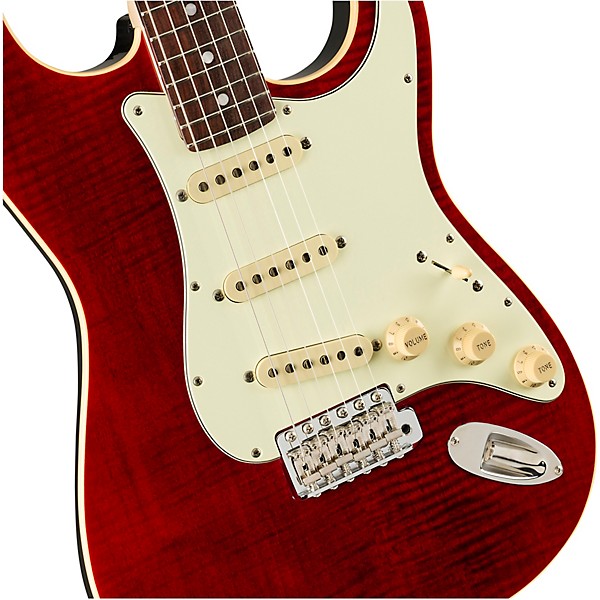 Fender Aerodyne Classic Stratocaster FMT Rosewood Fingerboard Electric Guitar Crimson Red Transparent