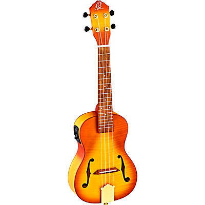 Ortega Saloon Series Rusl-Hsb Archtop Concert Acoustic-Electric Ukulele Violin Sunburst for sale