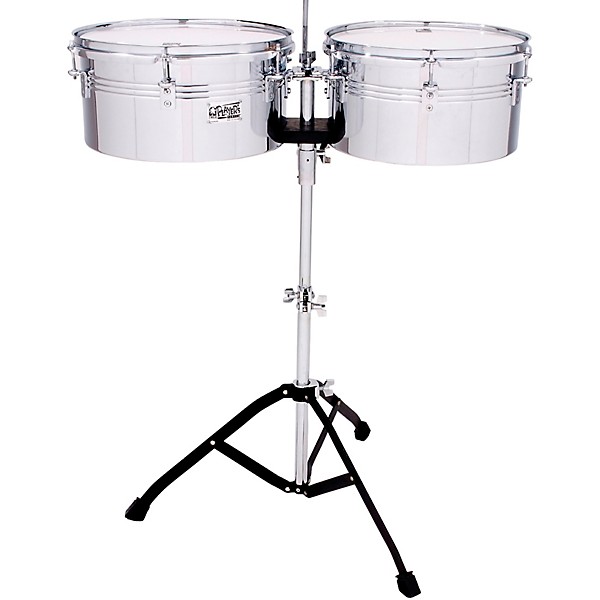 Toca Players Series Timbale Set with 13 and 14 in. steel drums and single braced stand 13 and 14 in. Chrome/Steel