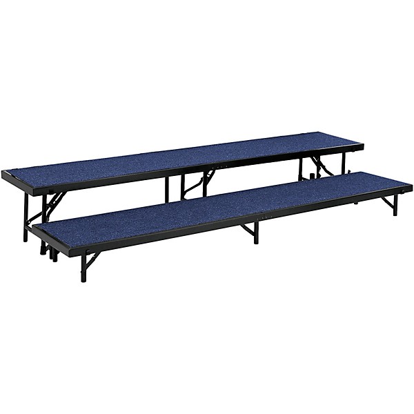 National Public Seating 2 Level Straight Standing Choral Riser (18"x96") Blue Carpet
