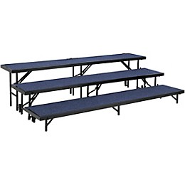 National Public Seating 3 Level Straight Standing Choral Riser (18"x96" Platform) Blue Carpet