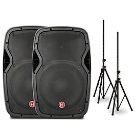 Harbinger Package With VARI V1012 12" Powered Speakers and Stands