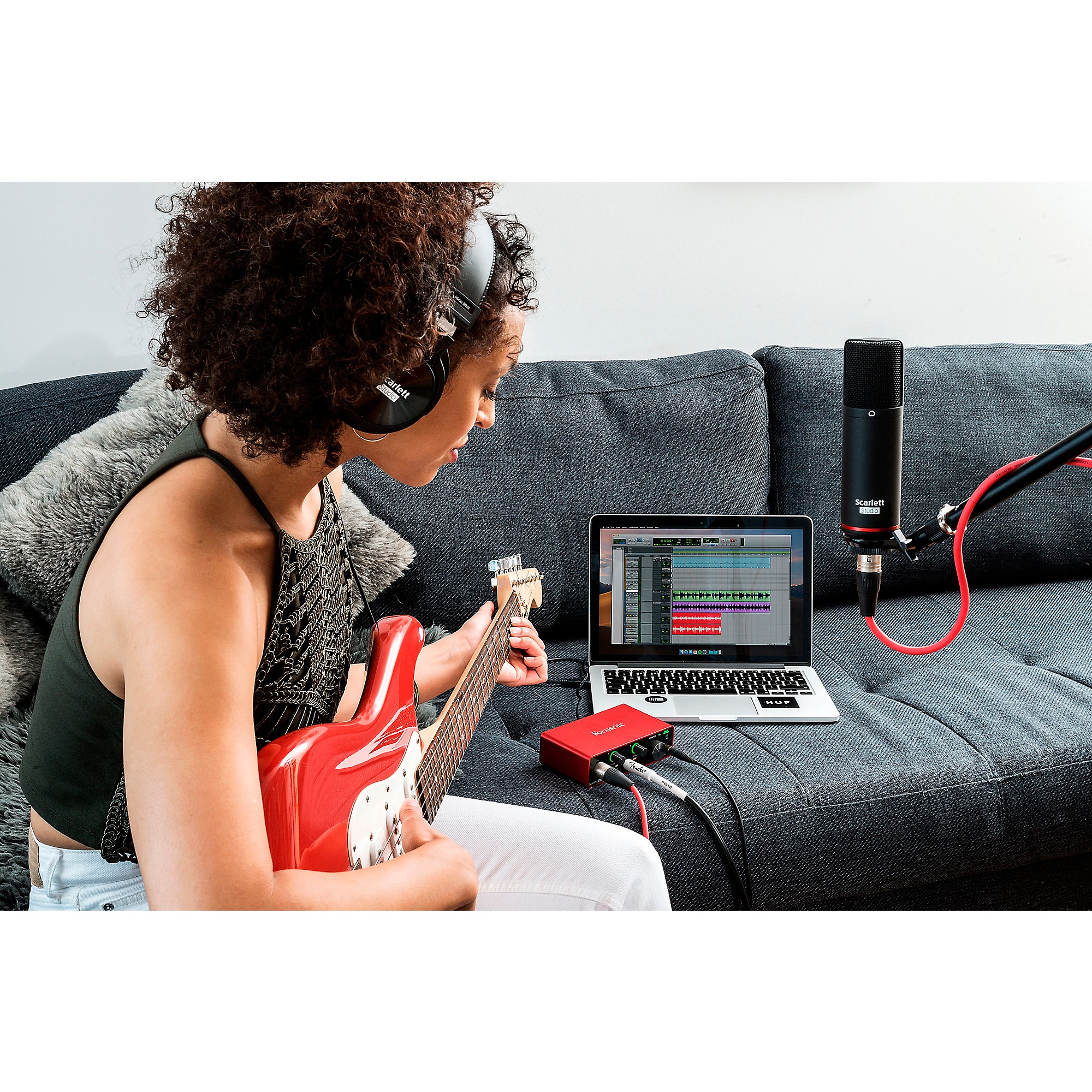 Focusrite Scarlett Solo Studio 3rd Gen USB Recording Bundle - Red / Black -  815301005223