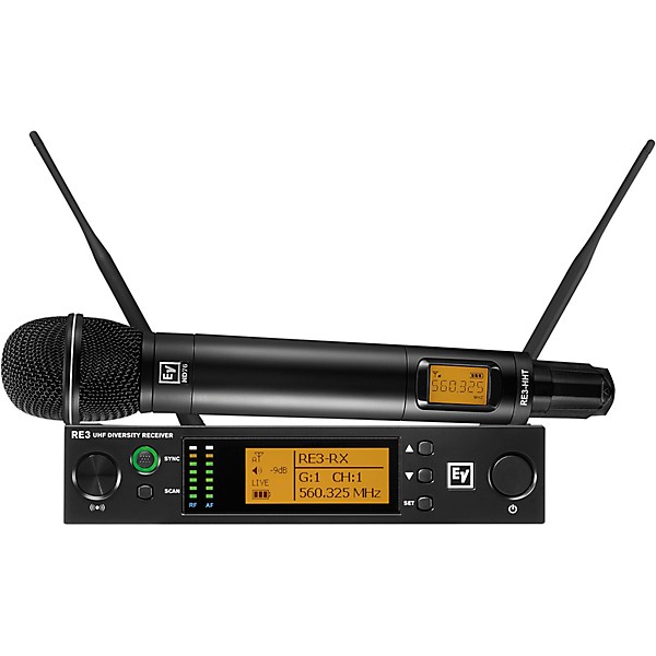 Electro-Voice RE3 Wireless Handheld Set With ND76 Dynamic Cardioid Vocal Microphone Head 653-663MHz 488-524 MHz