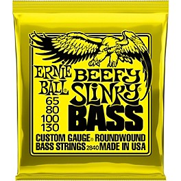 Ernie Ball Beefy Slinky Nickel Wound Electric Bass Guitar Strings - 65-130 Gauge