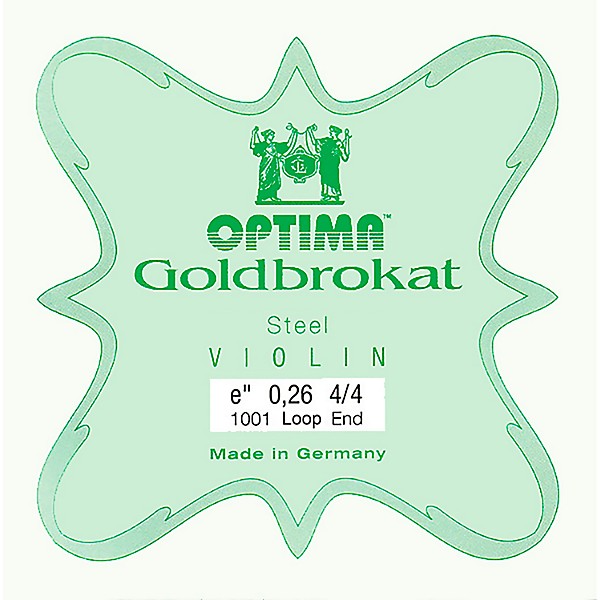 Optima Goldbrokat Series Steel Violin E String 4/4 Size, Light Steel, 26 guage loop end