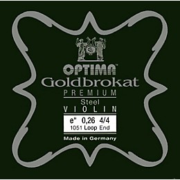 Optima Goldbrokat Premium Series Steel Violin E String 4/4 Size, Light Steel, 26 guage loop end