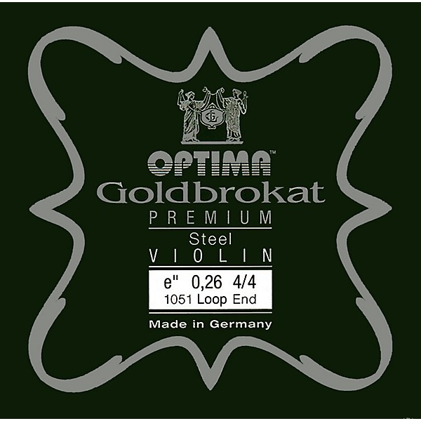 Optima Goldbrokat Premium Series Steel Violin E String 4/4 Size, Light Steel, 26 guage loop end