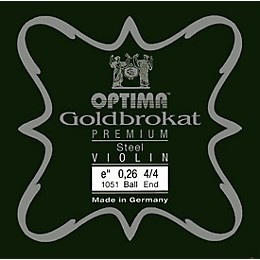 Optima Goldbrokat Premium Series Steel Violin E String 4/4 Size, Light Steel, 26 guage ball end