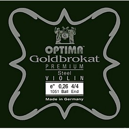 Optima Goldbrokat Premium Series Steel Violin E String 4/4 Size, Light Steel, 26 guage ball end