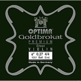 Optima Goldbrokat Premium Series Steel Violin E String 4/4 Size, Medium Steel, 27 guage ball end