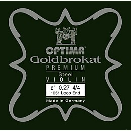 Optima Goldbrokat Premium Series Steel Violin E String 4/4 Size, Medium Steel, 27 guage loop end